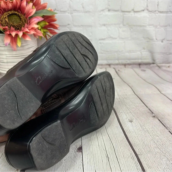 clarks bendables  brown clogs mules may oval leather sz 8 - Picture 5 of 10